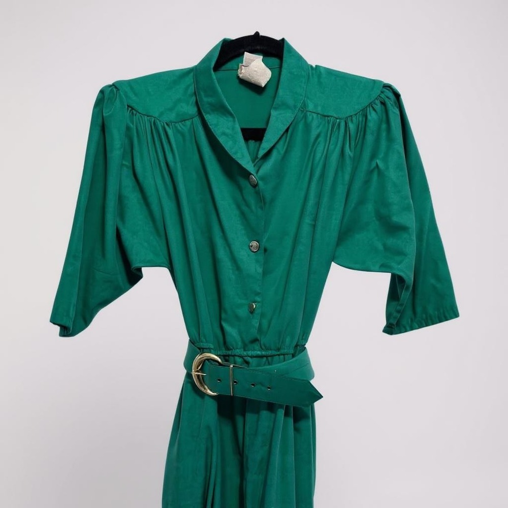 Vintage 90's Sandy Sandy green‎ button front dress 10